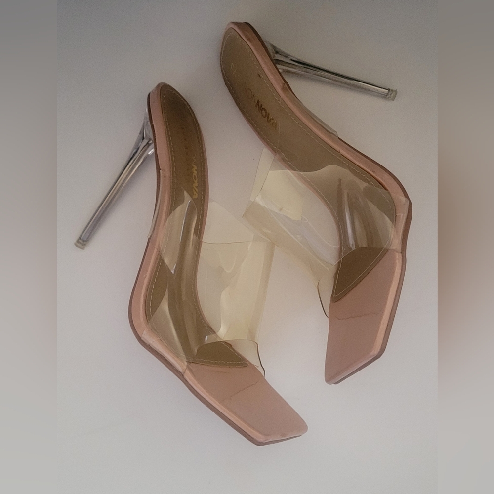 Fashion Nova Blush Nude Clear Panel Stiletto Heels